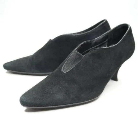 Aquatalia Women's Size 7 Black Suede Slip On Pointed Toe Heels