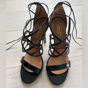 Aquazzura Black Strappy Heels with Stiletto