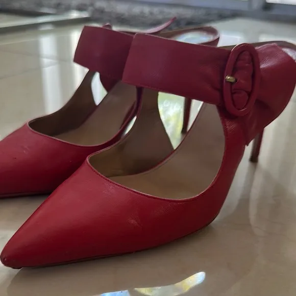 Aquazzura Red Suede Mary Jane Heels