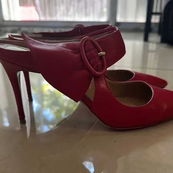 Aquazzura Red Suede Mary Jane Heels