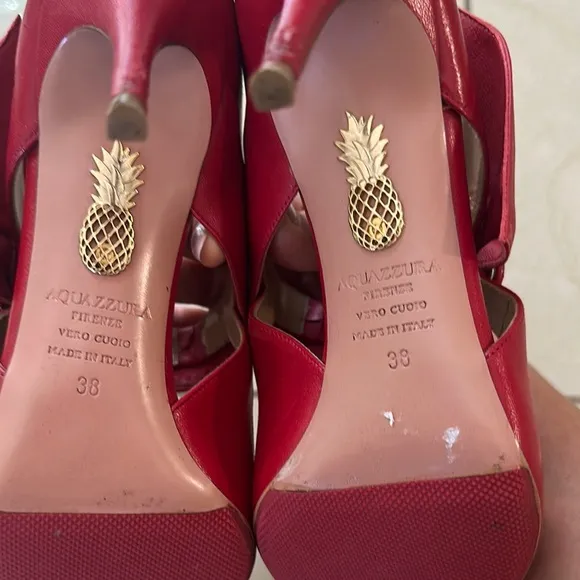 Aquazzura Red Suede Mary Jane Heels