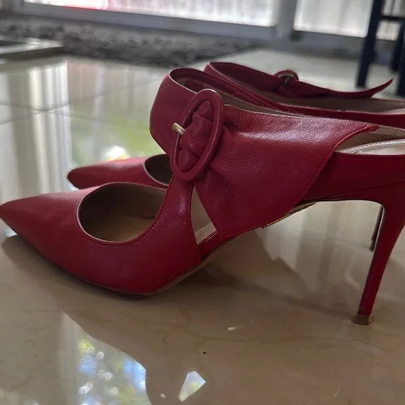 Aquazzura Red Suede Mary Jane Heels