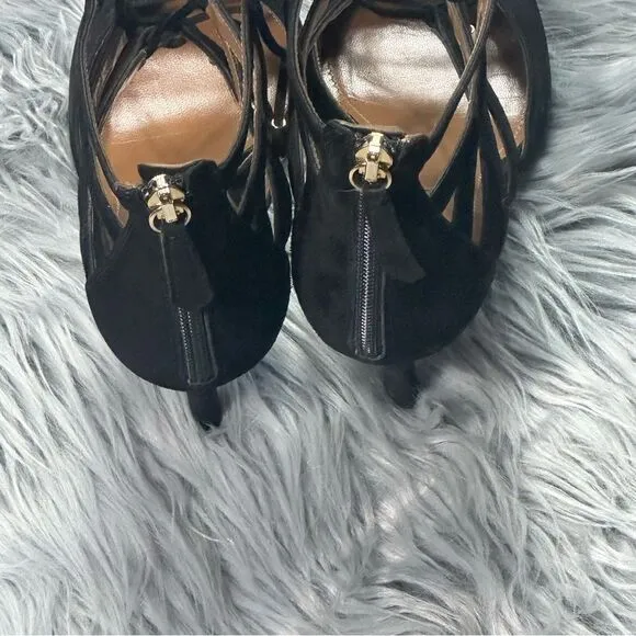 Aquazzura Black Lace-Up Stiletto Heels
