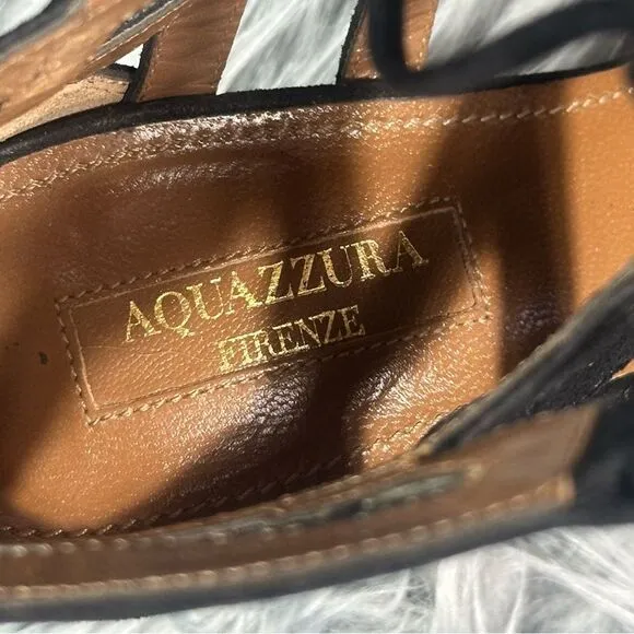 Aquazzura Black Lace-Up Stiletto Heels