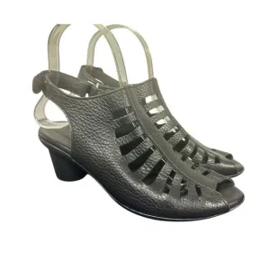Arche Women's Black Leather Strappy Sandals 38(EU) 7 US Open Toe Slingback Heels