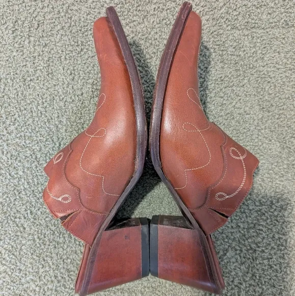 Ariat Brown Leather Pointed Toe Slip-On Boot Mules Size 8.5 Western Cowgirl