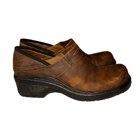 Ariat Santa Cruz Clog Mules Slip On Round Toe Heeled Career Leather Brown 9B