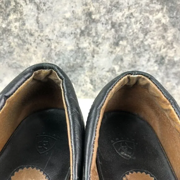 Ariat Women's Size 8B Black Leather Closed Toe Studded Slip On Heeled Clogs