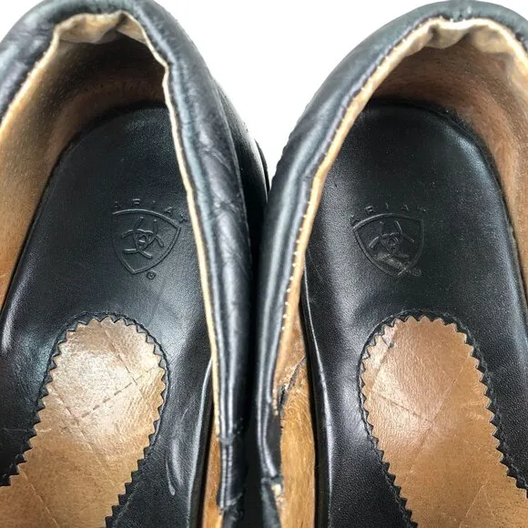 Ariat Women's Size 8B Black Leather Closed Toe Studded Slip On Heeled Clogs