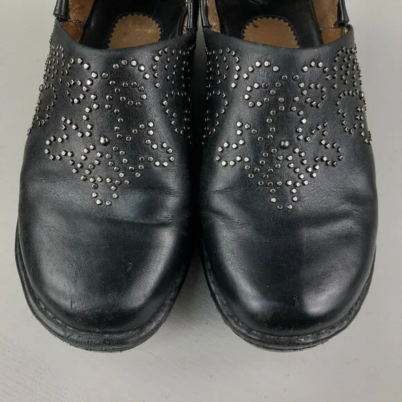 Ariat Women's Size 8B Black Leather Closed Toe Studded Slip On Heeled Clogs