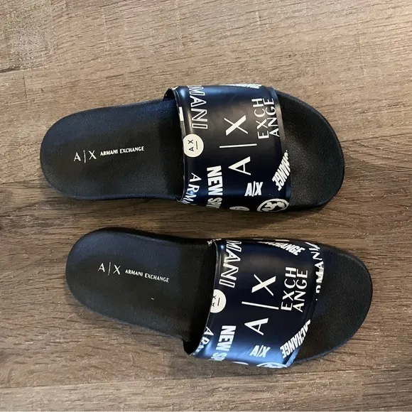 Armani Exchange Black &amp; White Summer Slides 3.5 EUC