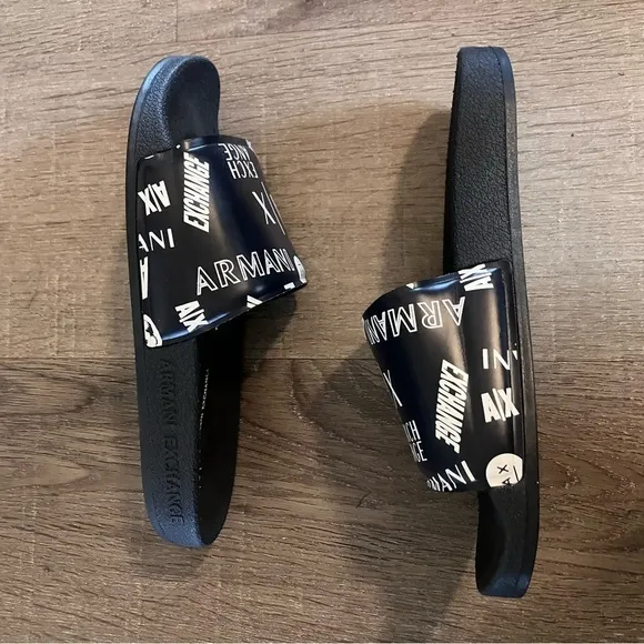 Armani Exchange Black &amp; White Summer Slides 3.5 EUC