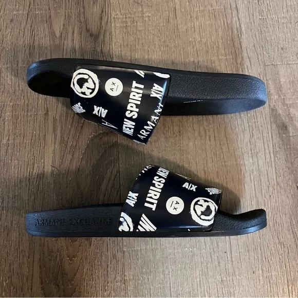 Armani Exchange Black &amp; White Summer Slides 3.5 EUC