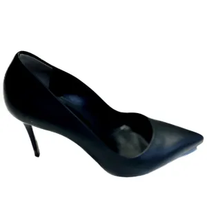 Authentic Fendi Black Leather Stiletto Heels Pumps Pointed Toe Size 7/37…