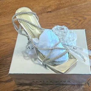 Azalea Wang “Beatrixed” Gold Strappy Heels, Women’s 7.5, Gold, Brand new in box