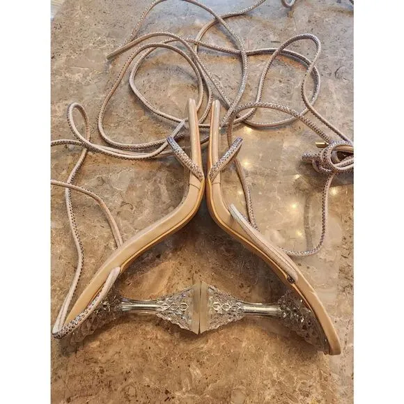 Azalea Wang Deena strappy gladiator heel in nude size 7