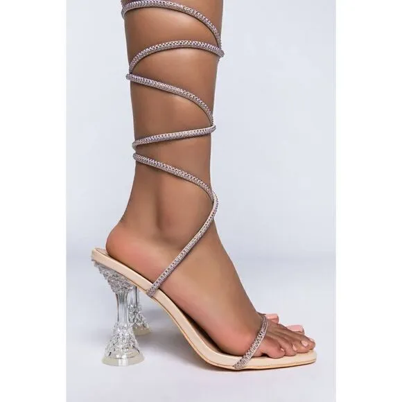 Azalea Wang Deena strappy gladiator heel in nude size 7