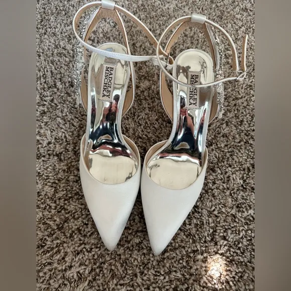 BADGLEY MISCHKA BLANCA STRAPPY CRYSAL STILETTOS