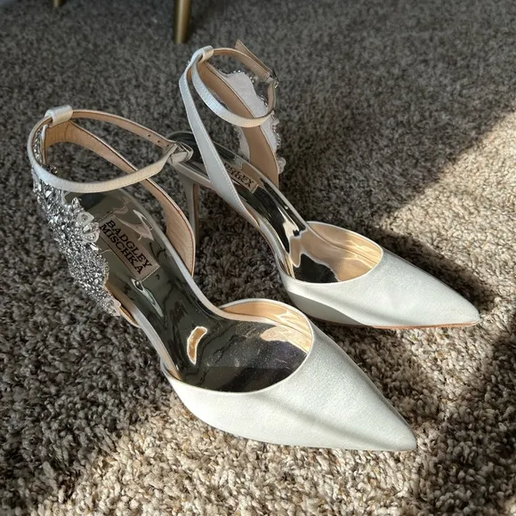 BADGLEY MISCHKA BLANCA STRAPPY CRYSAL STILETTOS