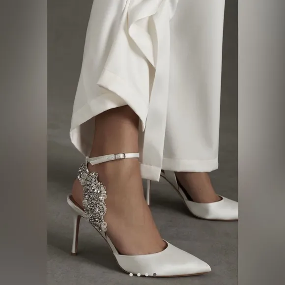BADGLEY MISCHKA BLANCA STRAPPY CRYSAL STILETTOS