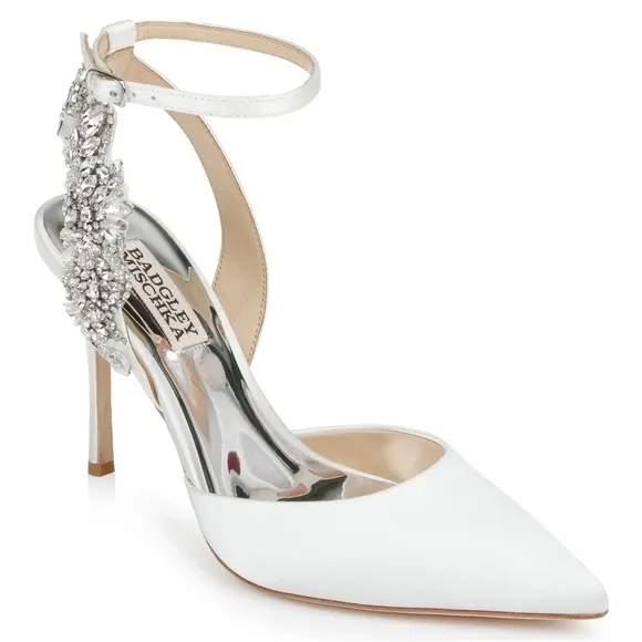 BADGLEY MISCHKA BLANCA STRAPPY CRYSAL STILETTOS