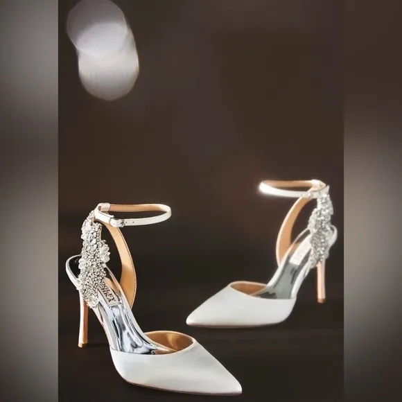 BADGLEY MISCHKA BLANCA STRAPPY CRYSAL STILETTOS