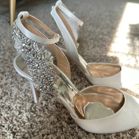 BADGLEY MISCHKA BLANCA STRAPPY CRYSAL STILETTOS
