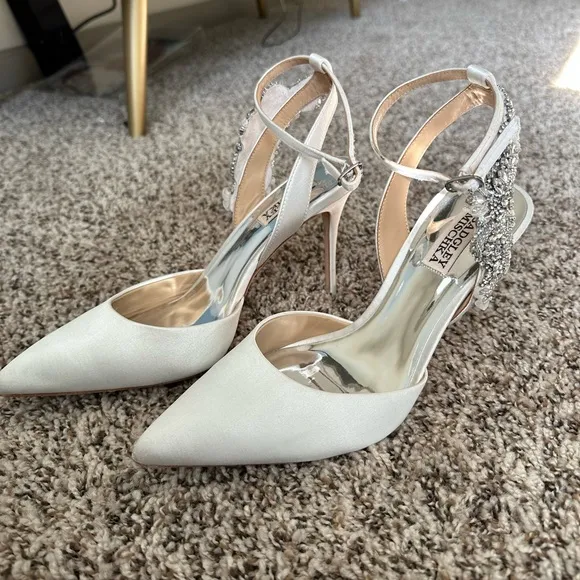 BADGLEY MISCHKA BLANCA STRAPPY CRYSAL STILETTOS
