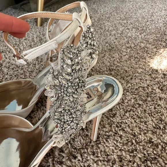 BADGLEY MISCHKA BLANCA STRAPPY CRYSAL STILETTOS