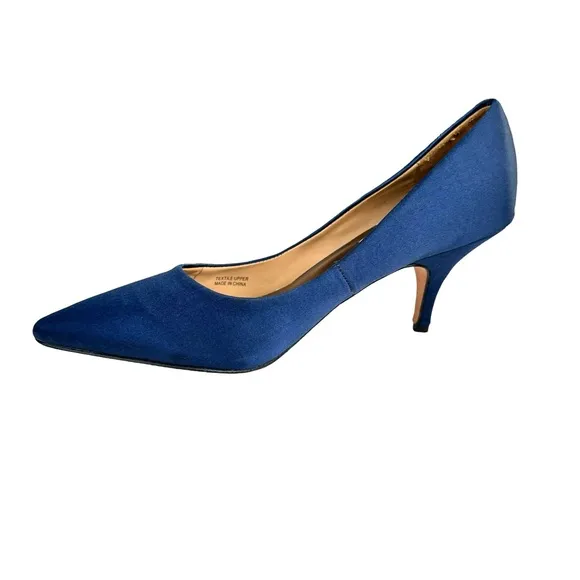 Badgley Mischka Blue Satin Pointed Toe Pumps Heels Women’s Size 7.5 M