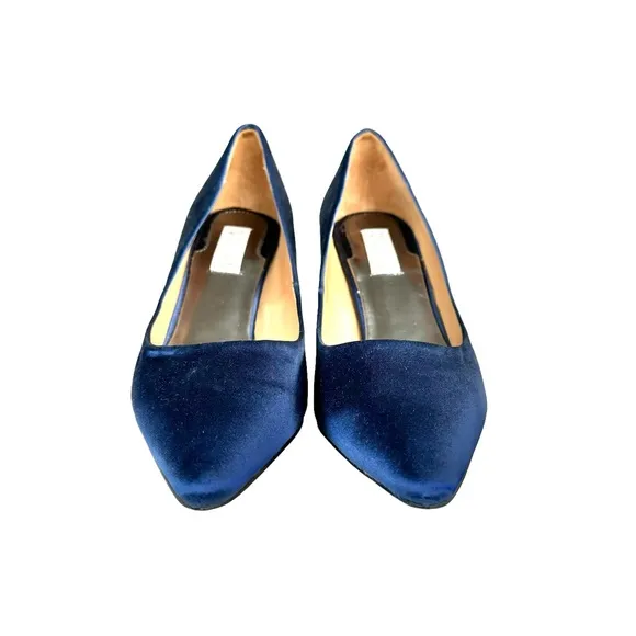 Badgley Mischka Blue Satin Pointed Toe Pumps Heels Women’s Size 7.5 M