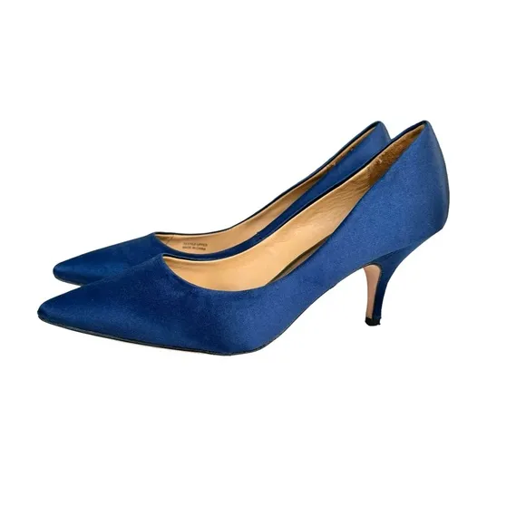 Badgley Mischka Blue Satin Pointed Toe Pumps Heels Women’s Size 7.5 M
