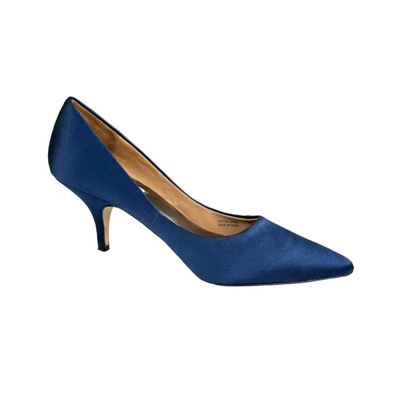 Badgley Mischka Blue Satin Pointed Toe Pumps Heels Women’s Size 7.5 M