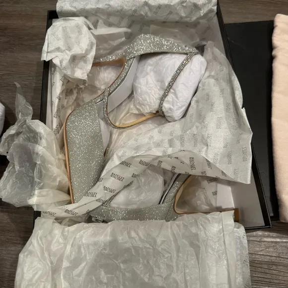 Badgley Mischka Nori Silver Strappy Pump Point Toe Heels