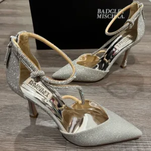 Badgley Mischka Nori Silver Strappy Pump Point Toe Heels