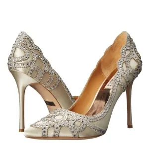 Badgley Mischka rouge ivory wedding heels