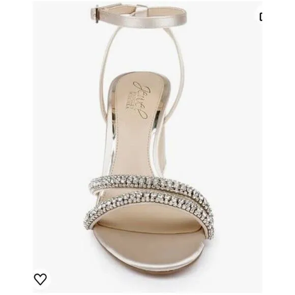 Badgley Mischka Strappy Heels Women’s Size 7.5 Rhinestones Gold Glitter