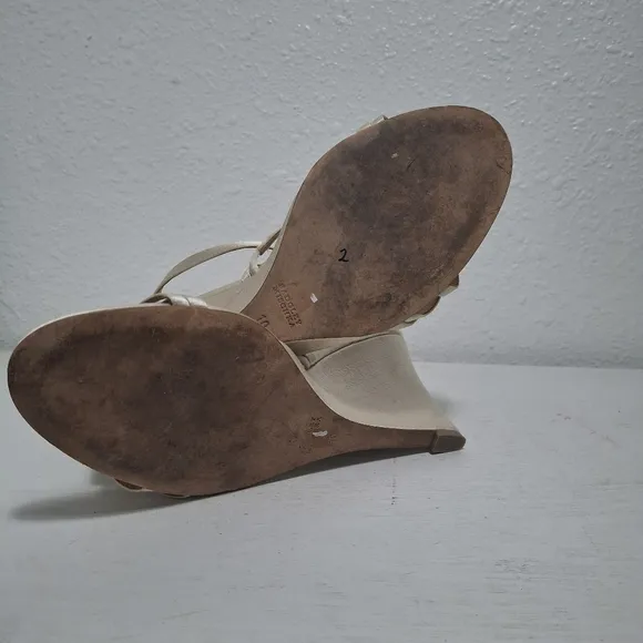 Badgley Mischka Strappy Wedge Sandal Ivroy Satin