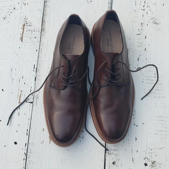 Banana Republic Ortholite Men's Sz 9.5 Leather Dress Shoes Oxfords Brown