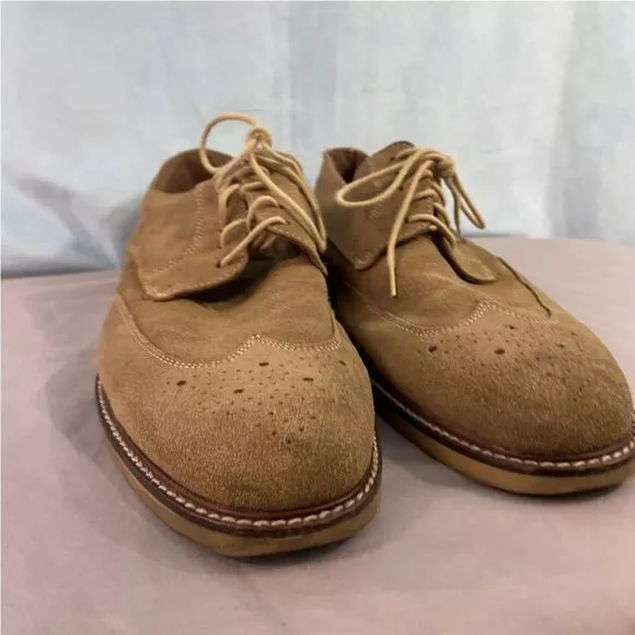 BANANA REPUBLIC Suede Leather Wingtip Dress Shoes Mens 10.5 M 2/12 25 Tan Brogue