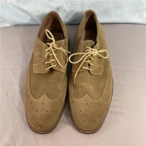 BANANA REPUBLIC Suede Leather Wingtip Dress Shoes Mens 10.5 M 2/12 25 Tan Brogue