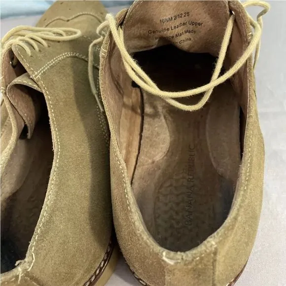 BANANA REPUBLIC Suede Leather Wingtip Dress Shoes Mens 10.5 M 2/12 25 Tan Brogue