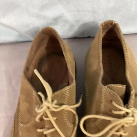 BANANA REPUBLIC Suede Leather Wingtip Dress Shoes Mens 10.5 M 2/12 25 Tan Brogue