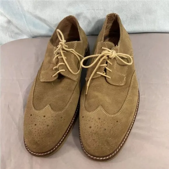 BANANA REPUBLIC Suede Leather Wingtip Dress Shoes Mens 10.5 M 2/12 25 Tan Brogue