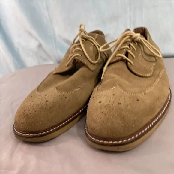 BANANA REPUBLIC Suede Leather Wingtip Dress Shoes Mens 10.5 M 2/12 25 Tan Brogue