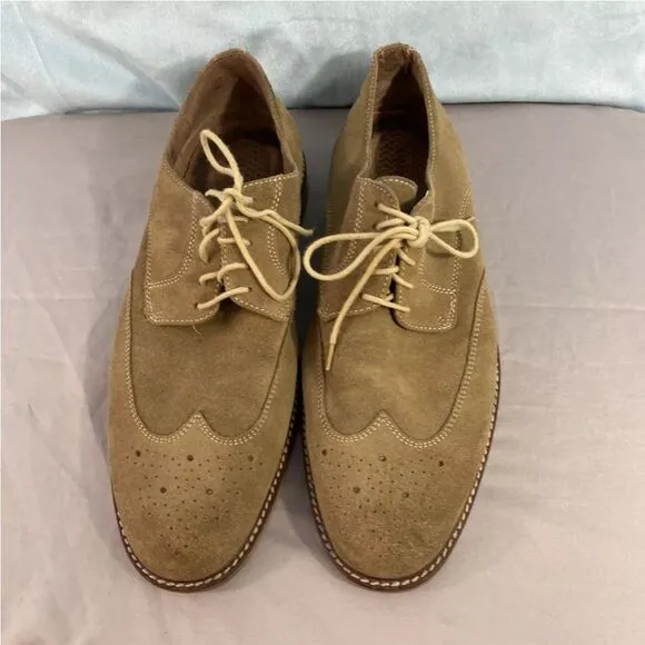 BANANA REPUBLIC Suede Leather Wingtip Dress Shoes Mens 10.5 M 2/12 25 Tan Brogue