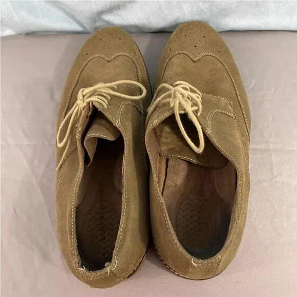 BANANA REPUBLIC Suede Leather Wingtip Dress Shoes Mens 10.5 M 2/12 25 Tan Brogue