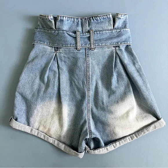 Bardot Paperbag Vintage Wash High Rise Denim Jean Shorts