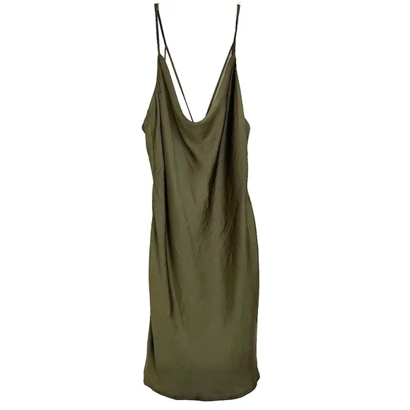 BARDOT Strappy Slip Tunic Dress in Khaki Green