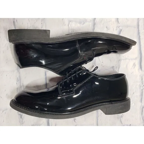 Bates Shoes MENS 10.5 Military Oxford 12-D-1017 Gloss Black Patent Leather Lace